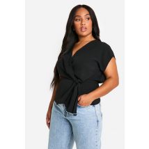 Grande Taille - Blouse Nouée À L'Avant - Noir - 48, Noir