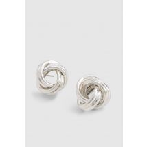 Boucles D'Oreilles Torsadées Strassées - Gris - Argent - One Size, Gris - Argent