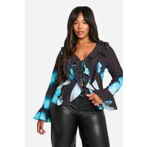 Grande Taille - Blouse À Volants - Noir - 48, Noir