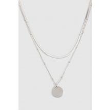 Collier À Pendentif Argenté Et Chaînes - Gris - Argent - One Size, Gris - Argent