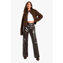 Pantalon Droit Croco - Marron Chocolat - 34, Marron Chocolat