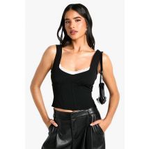 Crop Top À Dentelle - Noir - 42, Noir