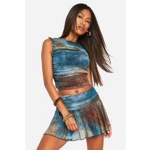 Mini-Jupe Plissée En Mesh - Bleu - 40, Bleu