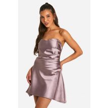 Robe Courte Satinée À Imprimé A - Champagne - 42, Champagne