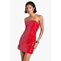 "Tall" - Robe Bustier À Paillettes - Rouge - 40, Rouge