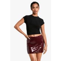 "Petite" - Mini-Jupe Pailletée - Rouge - 36, Rouge
