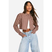 Chemise Courte À Carreaux - Marron - 36, Marron