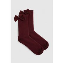 Chaussettes À Nœud - Rouge Bordeaux - One Size, Rouge Bordeaux