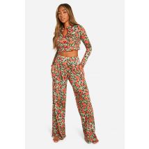 Ensemble De Pyjama Court À Imprimé Léopard Et Cerise - Leopard - 42, Leopard