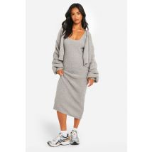 "Petite" - Ensemble Avec Robe En Maille Épaisse Et Gilet - Gris - L, Gris