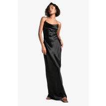 "Tall" - Nuisette Satinée À Col Bénitier Et Strass - Noir - 44, Noir