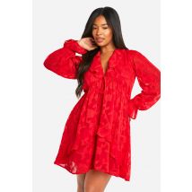 Grande Taille - Robe À Volants - Rouge - 44, Rouge