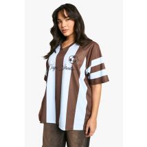 Grande Taille - Maillot De Football À Rayures - Marron Chocolat - 44, Marron Chocolat