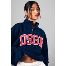Sweat Oversize Zippé À Slogan Dsgn Studio - Bleu Foncè - Xl, Bleu Foncè