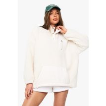 Sweat Oversize À Col Montant En Polaire - Blanc Cassé - S, Blanc Cassé