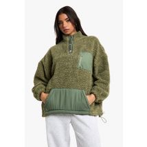 Sweat Oversize À Col Montant En Polaire - Vert Mastic - S, Vert Mastic