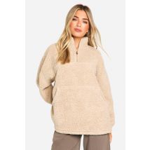 Sweat Oversize En Polaire À Col Zippé - Gris Pierre - M, Gris Pierre