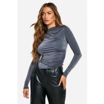 Top Soyeux Asymétrique - Gris Anthracite - 34, Gris Anthracite