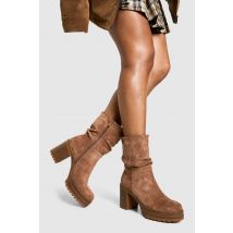 Bottines Froncées En Synthétique - Marron Camel - 40, Marron Camel