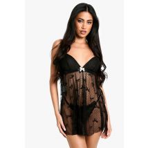 Nuisette En Dentelle À Nœud - Noir - 34, Noir