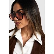 Lunettes De Soleil Aviateur Rétro - Marron - One Size, Marron