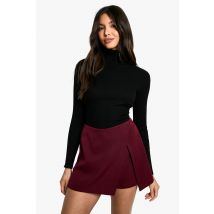 Jupe-Short Portefeuille Fendue - Rouge Bordeaux - 36, Rouge Bordeaux