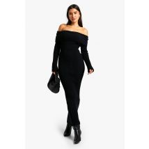 "Tall" - Robe Longue Côtelée À Col Bateau - Noir - L, Noir