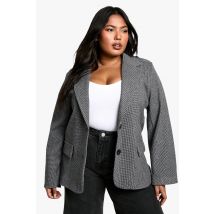 Grande Taille - Blazer De Costume À Carreaux - Noir - 54, Noir