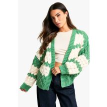 "Petite" - Cardigan Rayé En Maille Épaisse - Vert - L, Vert