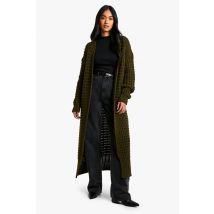 Cardigan Long En Maille - Vert Kaki - S, Vert Kaki