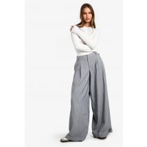 Pantalon Large À Rayures Fines - Gris Perle - 38, Gris Perle