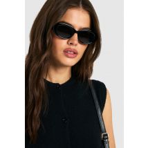 Lunettes De Soleil Rondes À Monture Noire - One Size, Noir