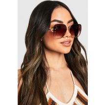 Lunettes De Soleil Rondes - Jaune Or - One Size, Jaune Or