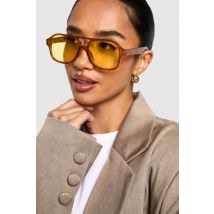 Lunettes De Soleil Aviateur Rétro - Marron - One Size, Marron
