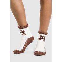 Chaussettes À Imprimé Ours - Marron - One Size, Marron