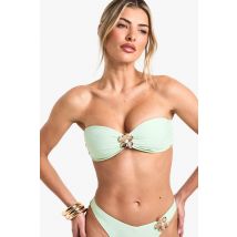 Haut De Maillot Bandeau Fleuri - Vert Menthe - 40, Vert Menthe