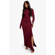 Robe Longue Asymétrique À Manches Longues - Rouge Bordeaux - 38, Rouge Bordeaux