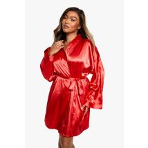 Grande Taille - Robe De Chambre Satinée Pour La Saint-Valentin - Rouge - 44, Rouge