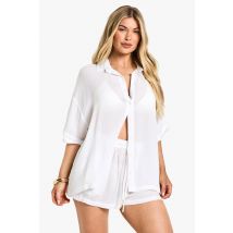Chemise De Plage À Manches Courtes - Blanc - M, Blanc