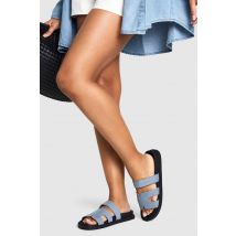 Sandales En Jean À Découpes - Bleu Jean - 38, Bleu Jean