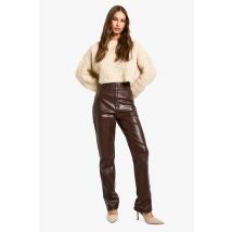 Pantalon Taille Haute - Marron - S, Marron