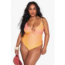 Maillot De Bain Une Pièce Texturé À Découpe - Orange - 44, Orange