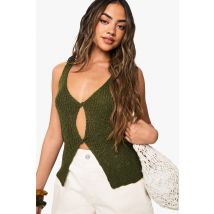 Gilet Torsadé En Maille - Vert Kaki - 38, Vert Kaki