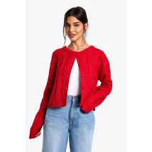Cardigan En Maille Torsadée - Rouge - S, Rouge
