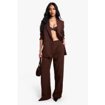 Pantalon De Costume Plissé Tissé - Marron Chocolat - 40, Marron Chocolat