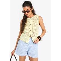 Gilet En Crochet Sans Manches - Citron - S, Citron