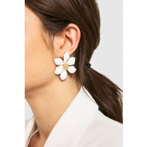 Boucles D'Oreilles Fleuries - Blanc - One Size, Blanc