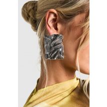 Boucles D'Oreilles Rectangulaires En Métal - Gris - Argent - One Size, Gris - Argent