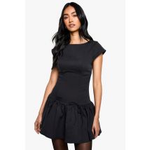 Robe Patineuse Tissée À Manches Capées - Noir - 42, Noir