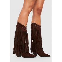 Bottines En Synthétique À Pompons - Marron Chocolat - 40, Marron Chocolat